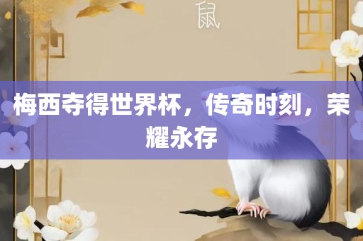 梅西夺得世界杯，传奇时刻，荣耀永存漯河市盈旭机械设备有限公司