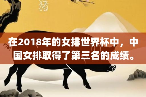 在2018年的女排世界杯中，中国女排取得了第三名的成绩。