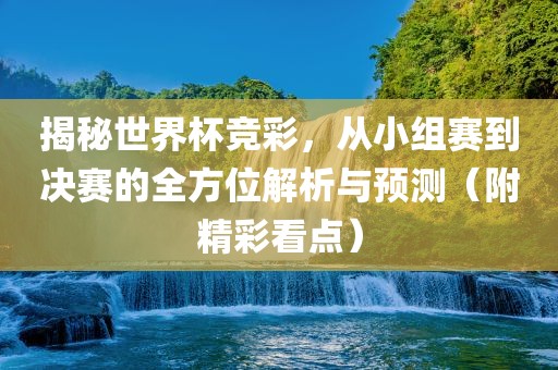 揭秘世界杯竞彩，从小组赛到决赛的全方位解析与预测（附精彩看点）漯河市盈旭机械设备有限公司
