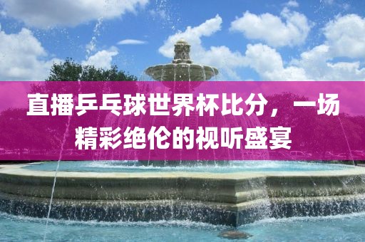 直播乒乓球世界杯比分，一场精彩绝伦的视听盛宴