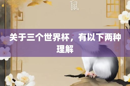 关于三个世界杯，有以下两种理解