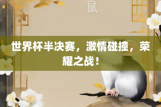 世界杯半决赛，激情碰撞，荣耀之战！