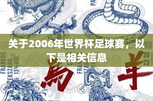 关于2006年世界杯足球赛，以下是相关信息