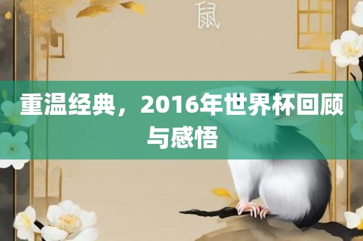 重温经典，2016年世界杯回顾与感悟漯河市盈旭机械设备有限公司