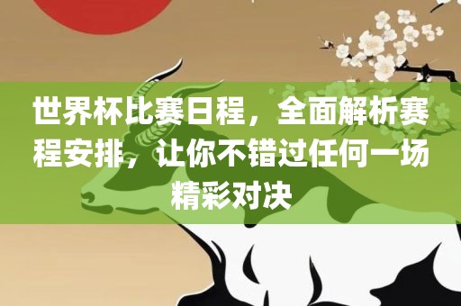 世界杯比赛日程，全面解析赛程安排，让你不错过任何一场精彩对决