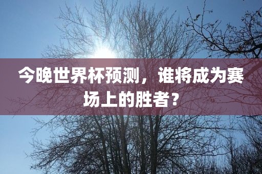 今晚世界杯预测，谁将成为赛场上的胜者？