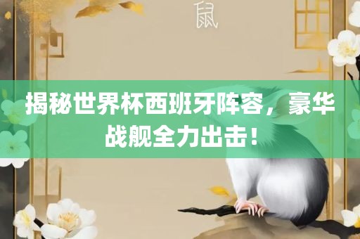 揭秘世界杯西班牙阵容，豪华战舰全力出击！