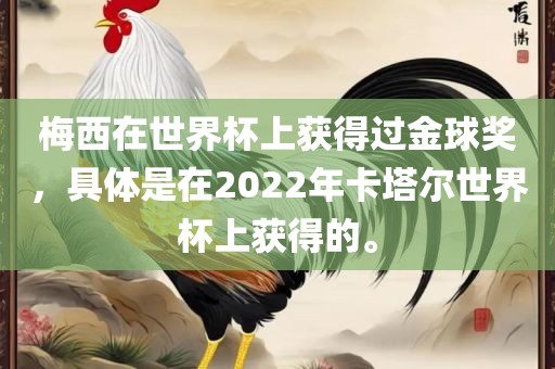 梅西在世界杯上获得过金球奖，具体是在2022年卡塔尔世界杯上获得的。