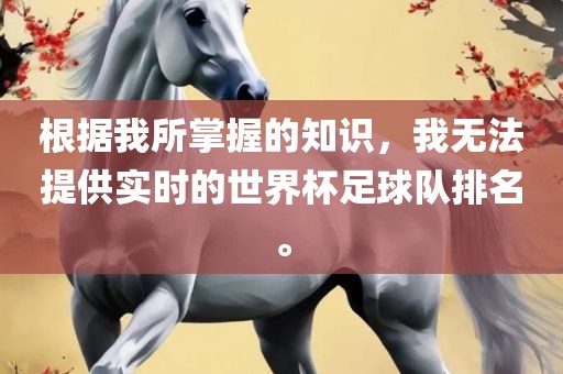 根据我所掌握的知识，我无法提供实时的世界杯足球队排名。