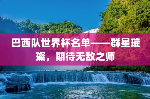 巴西队世界杯名单——群星璀璨，期待无敌之师漯河市盈旭机械设备有限公司