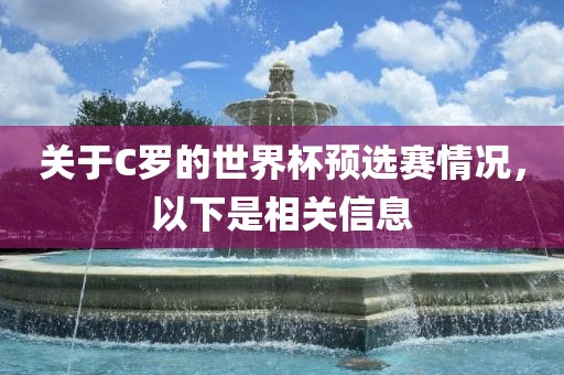 关于C罗的世界杯预选赛情况，以下是相关信息漯河市盈旭机械设备有限公司