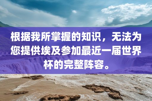 根据我所掌握的知识，无法为您提供埃及参加最近一届世界杯的完整阵容。漯河市盈旭机械设备有限公司