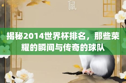 揭秘2014世界杯排名，那些荣耀的瞬间与传奇的球队漯河市盈旭机械设备有限公司