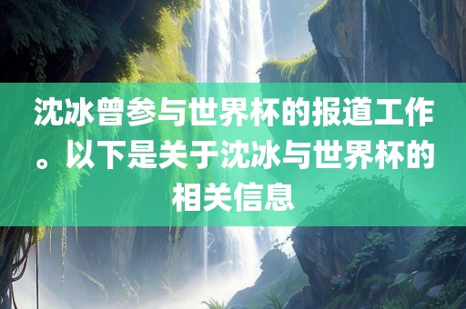 沈冰曾参与世界杯的报道工作。以下是关于沈冰与世界杯的相关信息