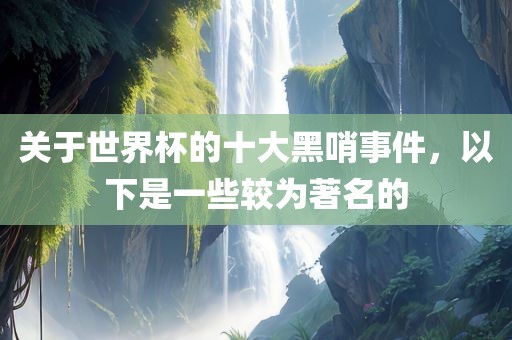 关于世界杯的十大黑哨事件，以下是一些较为著名的漯河市盈旭机械设备有限公司