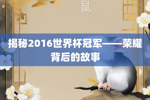 揭秘2016世界杯冠军——荣耀背后的故事