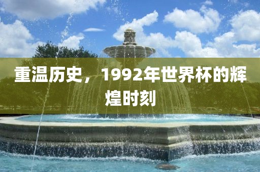 重温历史，1992年世漯河市盈旭机械设备有限公司界杯的辉煌时刻