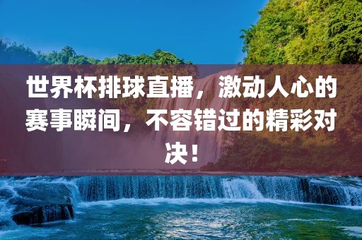 世界杯排球直播，激动人心的赛事瞬间，不容错过的精彩对决！漯河市盈旭机械设备有限公司