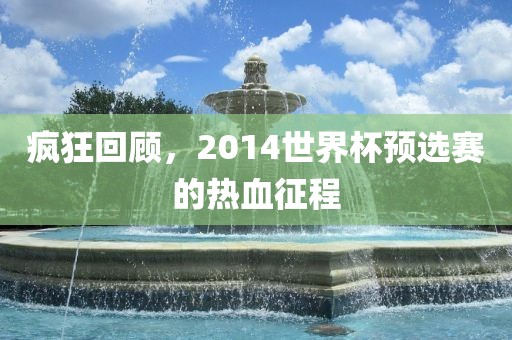 疯狂回顾，2014世界杯预选赛的热血征程漯河市盈旭机械设备有限公司