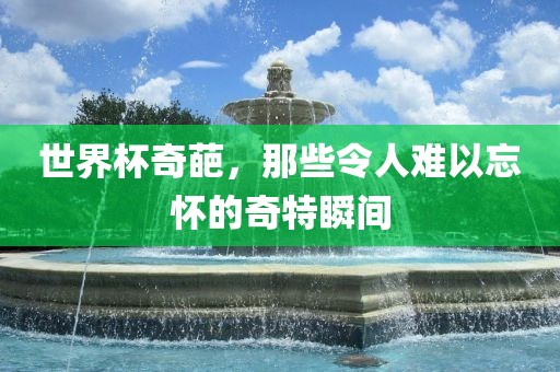 世界杯奇葩，那些令人难以忘怀的奇特瞬间漯河市盈旭机械设备有限公司