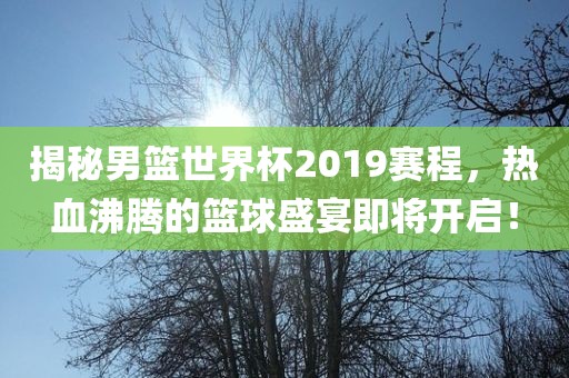 揭秘男篮世界杯2019赛程，热血沸腾的篮球盛宴即将开启！漯河市盈旭机械设备有限公司