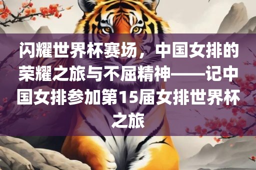 闪耀世界杯赛场，中国女排的荣耀之旅与不屈精神——记中国女排参加第15届女排世界杯之旅漯河市盈旭机械设备有限公司