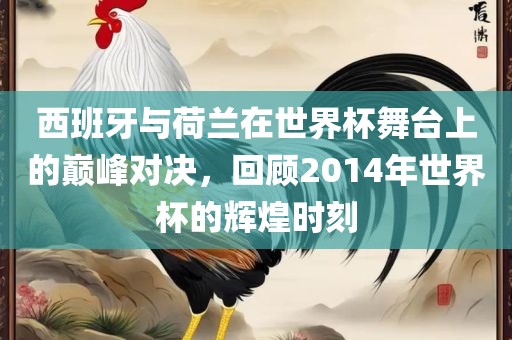 西班牙与荷兰在世界杯舞台上的巅峰对决，回顾2014年世界杯的辉煌时刻漯河市盈旭机械设备有限公司