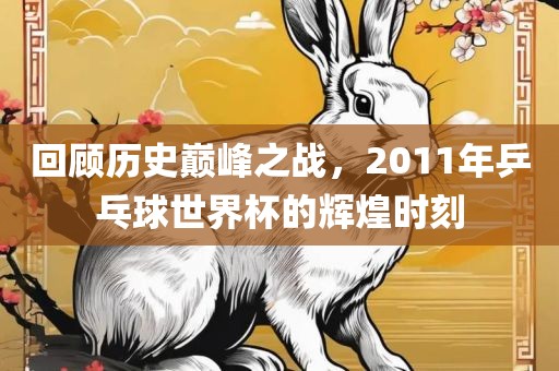 回顾历史巅峰之战，2011年乒乓球世界杯的辉煌时刻