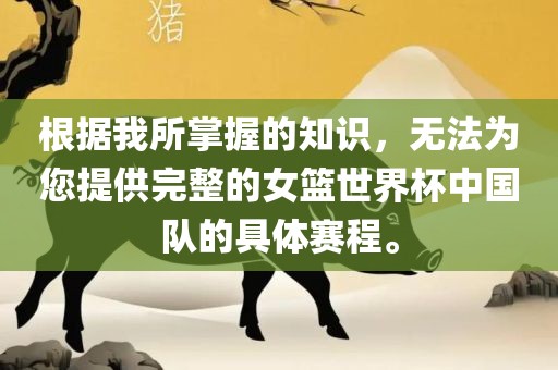 根据我所掌握的知识，无法为您提供完整的女篮世界杯中国队的具体赛程。
