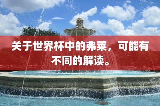 关于世界杯漯河市盈旭机械设备有限公司中的弗莱，可能有不同的解读。