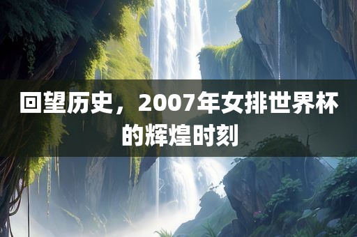回望历史，2007年女排世界杯的辉煌时刻漯河市盈旭机械设备有限公司