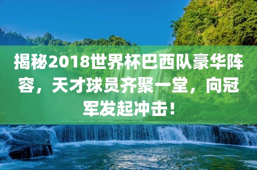 漯河市盈旭机械设备有限公司揭秘2018世界杯巴西队豪华阵容，天才球员齐聚一堂，向冠军发起冲击！