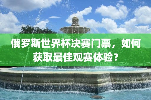 俄罗斯世界杯决赛门票，如何获取最佳观赛体验？