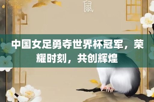 中国女足勇夺世界杯冠军，荣耀时漯河市盈旭机械设备有限公司刻，共创辉煌