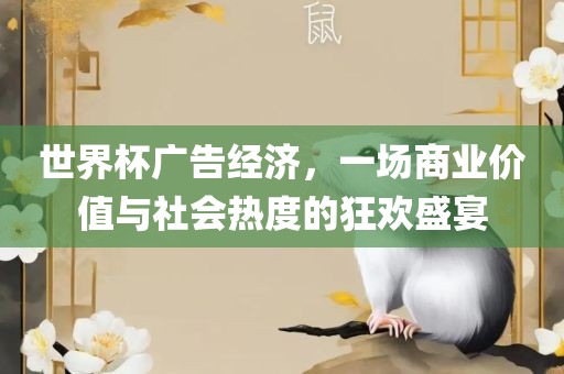 世界杯广告经济，一场商业价值与社会热度的狂欢盛宴漯河市盈旭机械设备有限公司