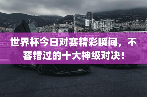 世界杯今日对赛精彩瞬间，不容错过的十大神级对决！漯河市盈旭机械设备有限公司